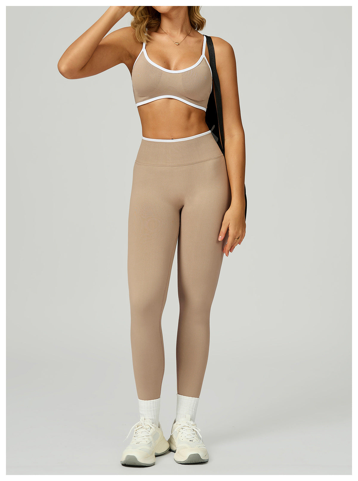 Seamless Yoga Trousers Contrast Color Binding High Waist Slim Trousers Sports Running Fitness Pants
