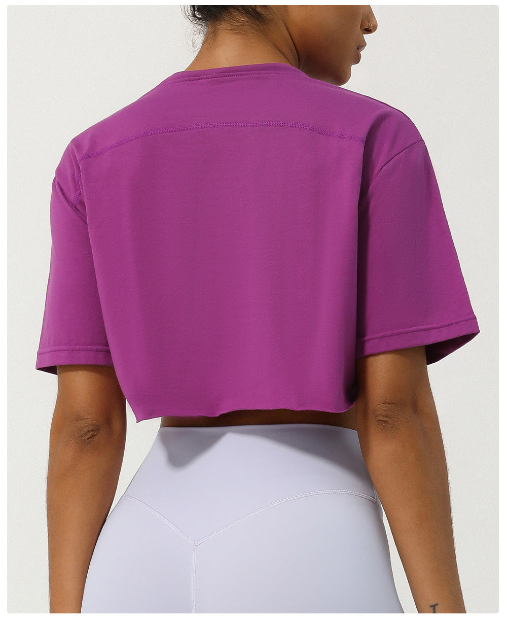 Spring Summer Dance Running Sports Short Sleeve Yoga Suit Women Casual All Matching Workout Top Loose Exercise T Shirt Women