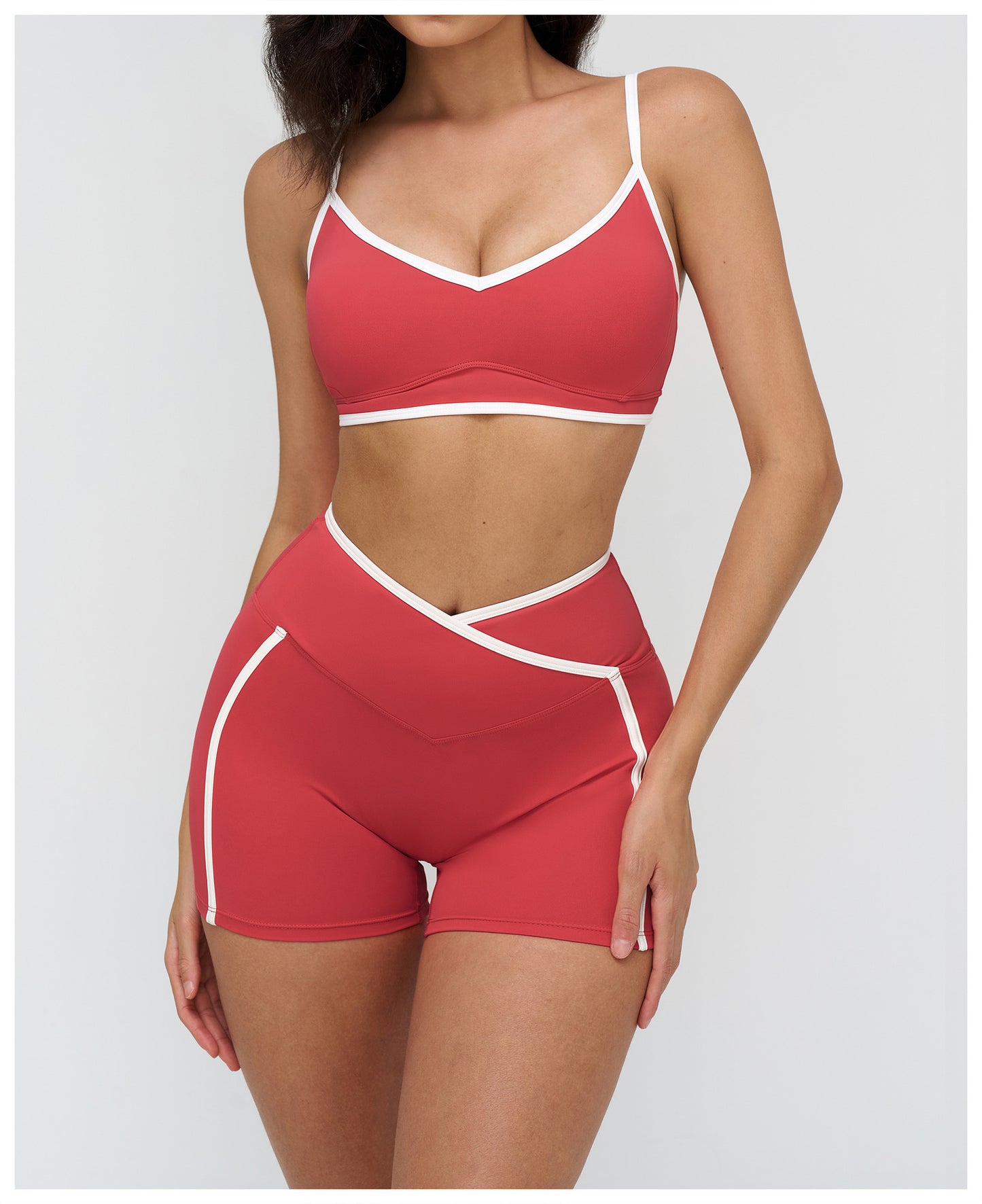 Nude Feel Sports Underwear Double Shoulder Strap Contrast Color Yoga Bra Running Fitness Sports Bra Women