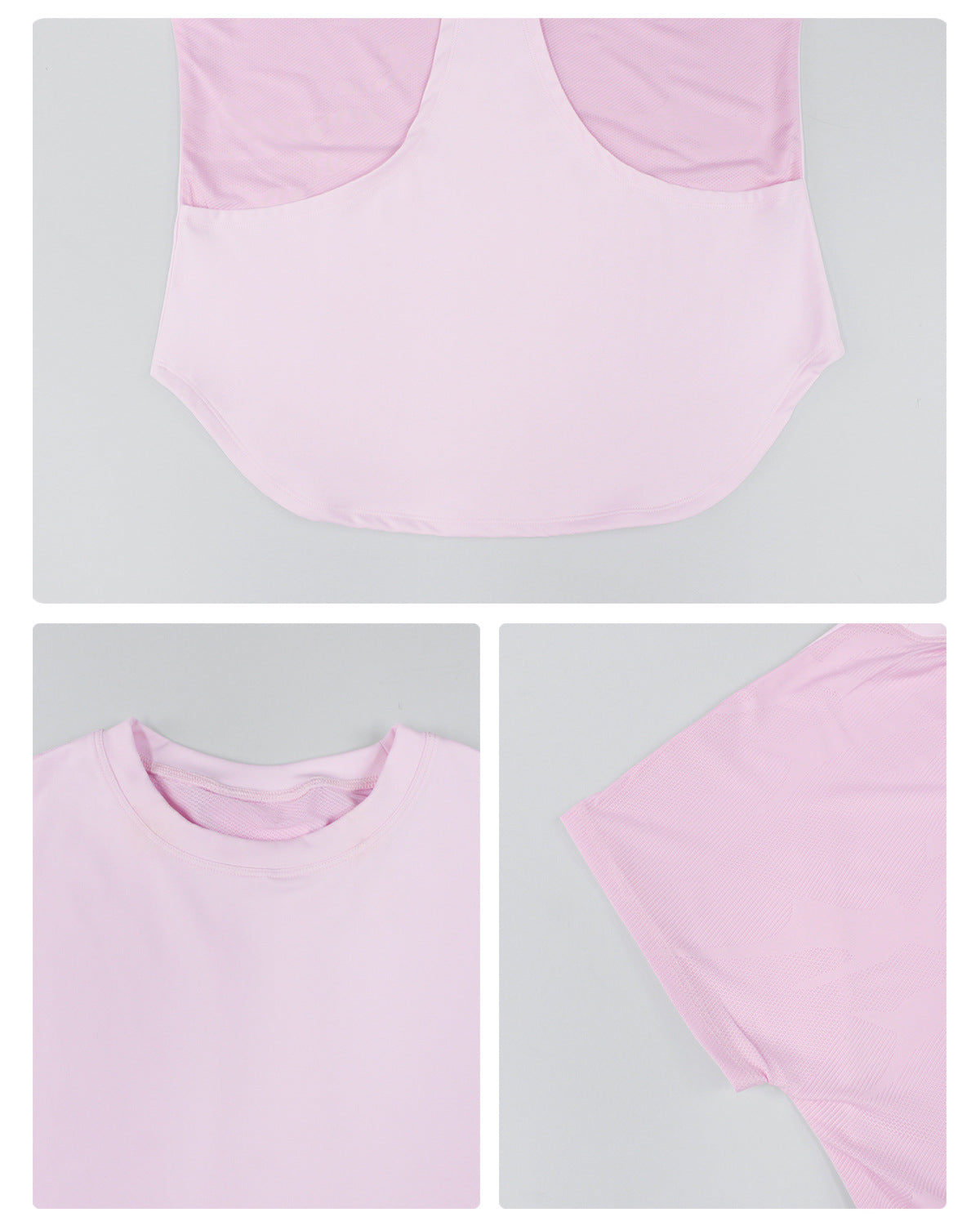 Yoga Clothes round Neck Quick Drying T-shirt Loose Stitching Short Sleeve Sports Workout Outdoor Running Top
