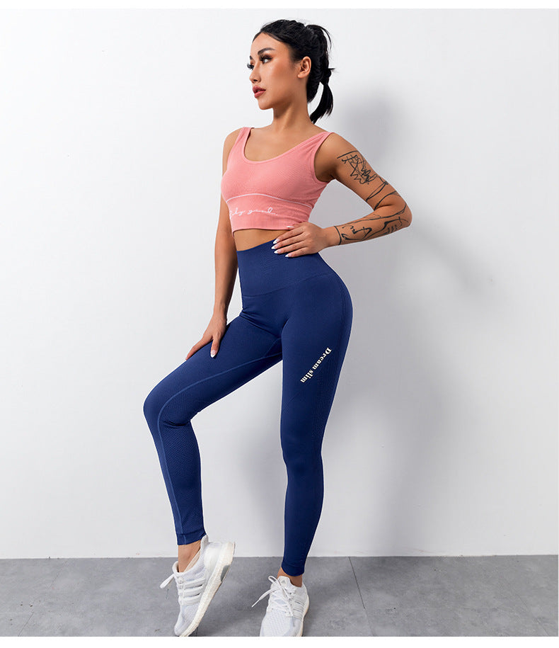 Seamless High Elastic Tight Yoga Pants High Waist Slimming Peach Hip Trousers Running Workout Bottoming Cropped Pants Women
