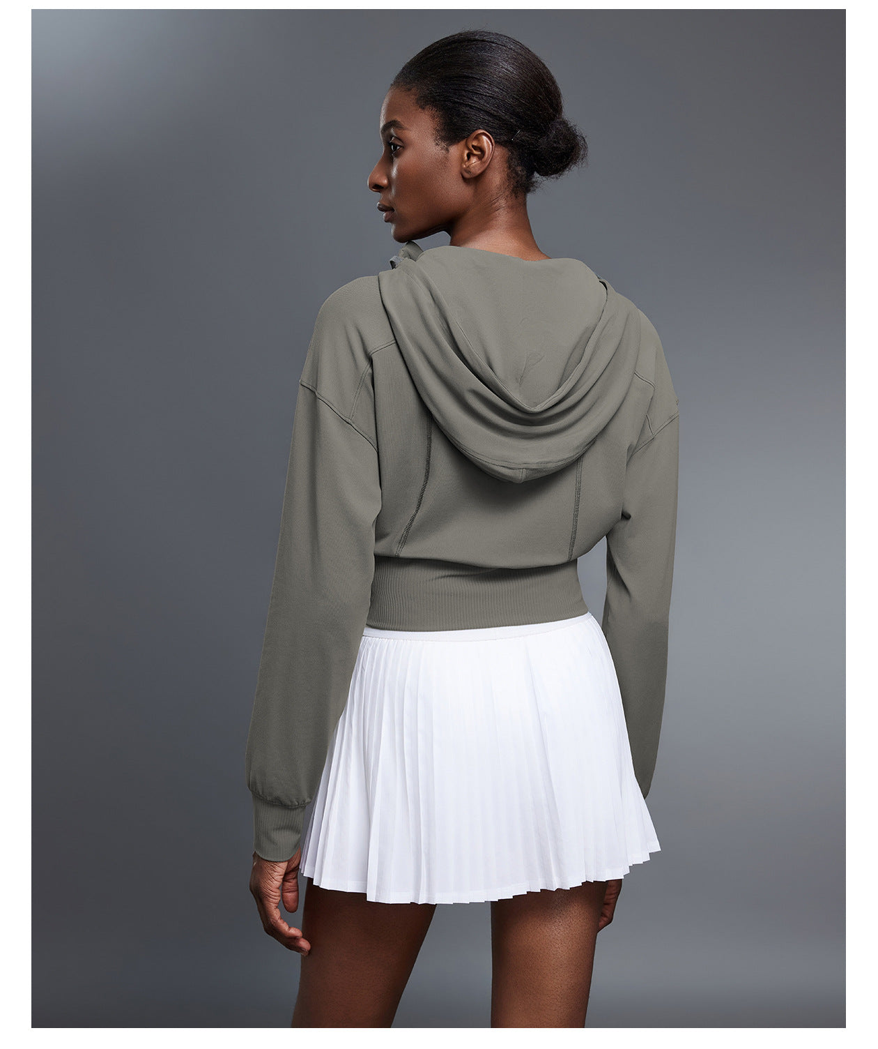 Hooded Sports Jacket Women Short Spring Autumn Waist Cardigan Long Sleeved Top Yoga Workout Clothes Jacket