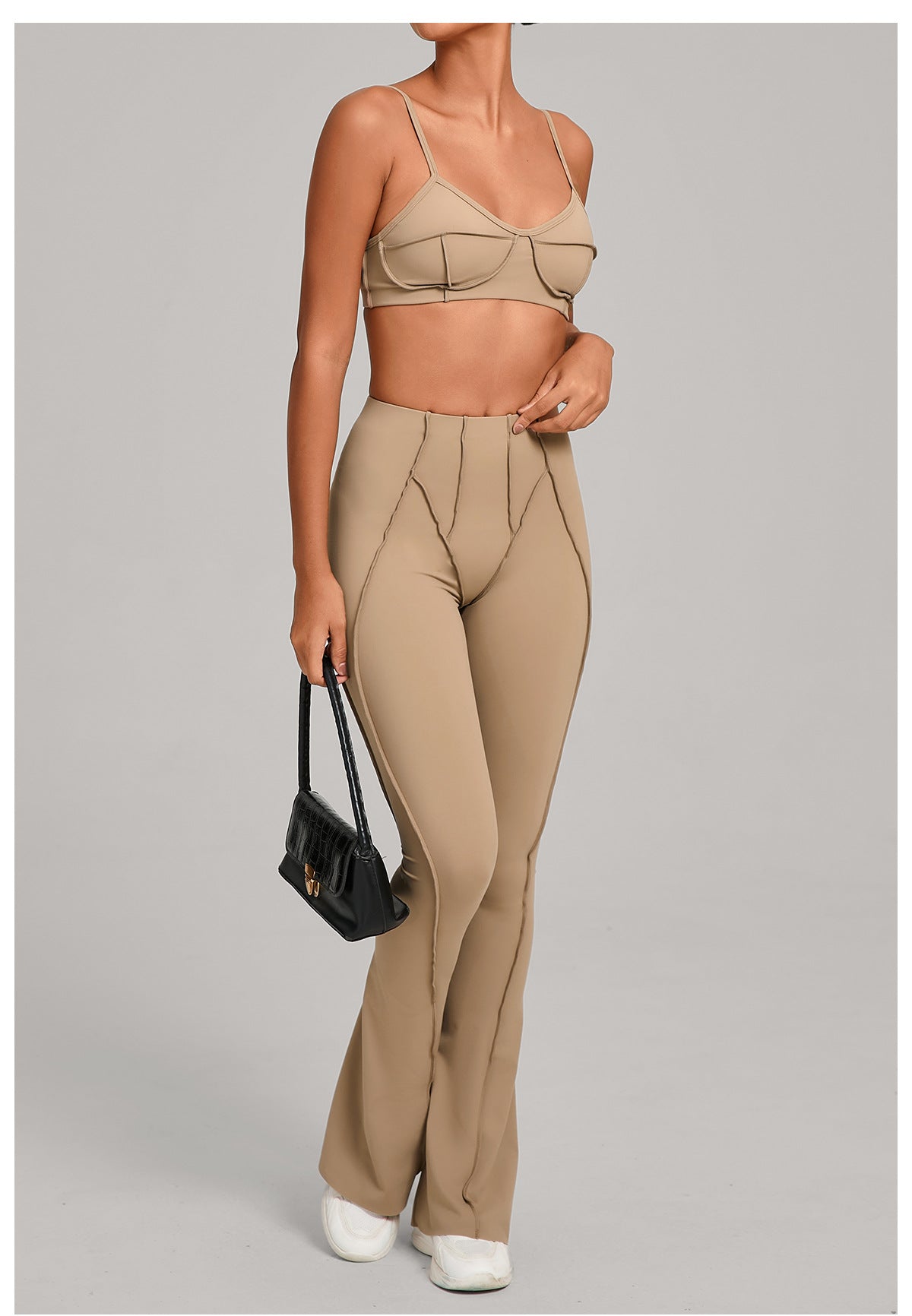 Autumn Sand Bra Trousers Brushed Yoga Tight Three Dimensional Stitching Yoga Clothes Running Sports Fitness Two Piece Set