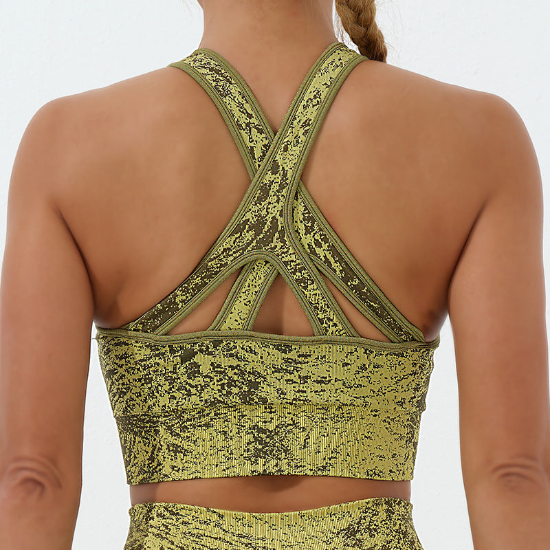 Autumn Sports Bra Fitness Vest Wide Shoulder Strap Cross Beauty Back Yoga Sports Bra