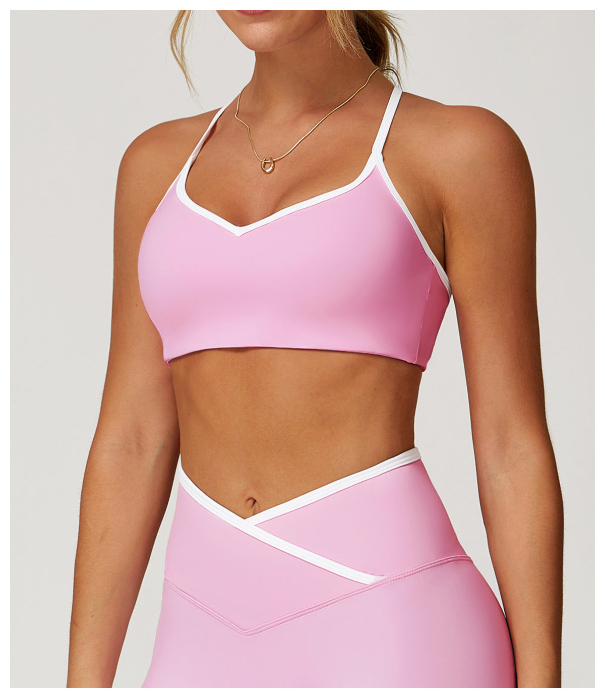 Sollinarry Nude Feel Yoga Bra Hollow Out Cutout out Beauty Back Contrast Color Quick Drying Bra Sports Running Workout Underwear