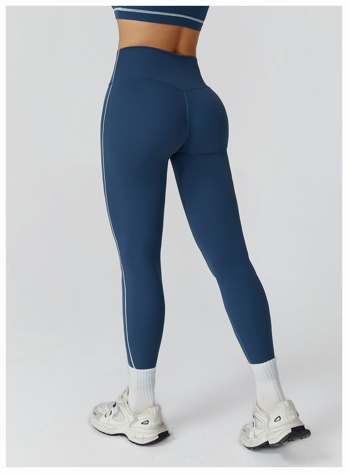 Sollinarry Contrast Color Brushed Yoga Trousers High Waist Tight Trousers Outdoor Cycling Running Exercise Workout Pants