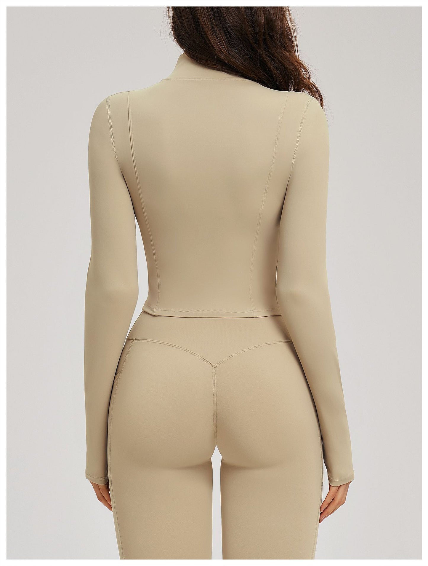 Nude Feel Yoga Jacket Stand Collar Zipper Skinny Jacket Outdoor Running Sports Casual Top
