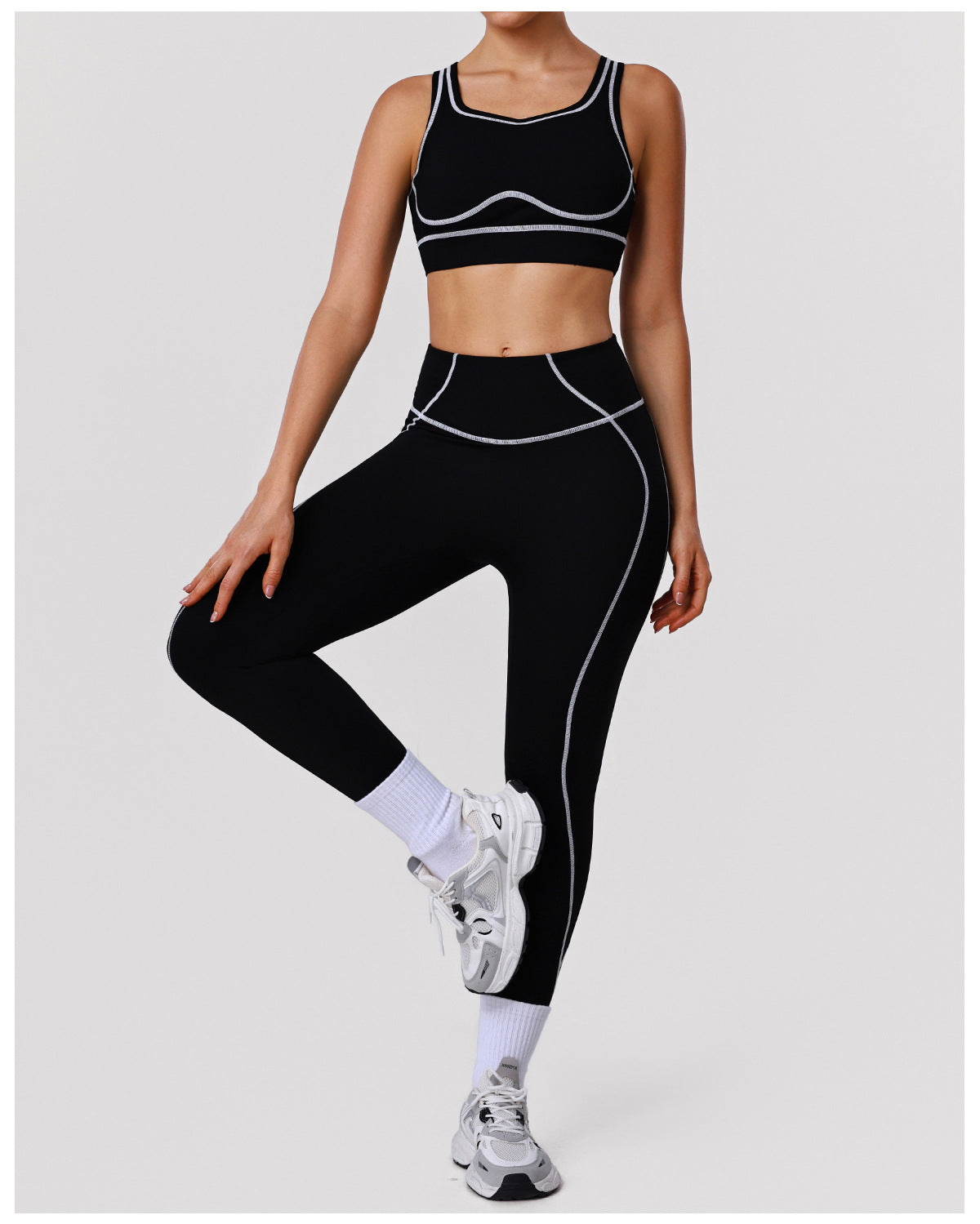 Arrival Contrast Color Yoga Ninth Pants High Waist Tight Running Workout Pants Women Hip Lifting Fitness Leggings
