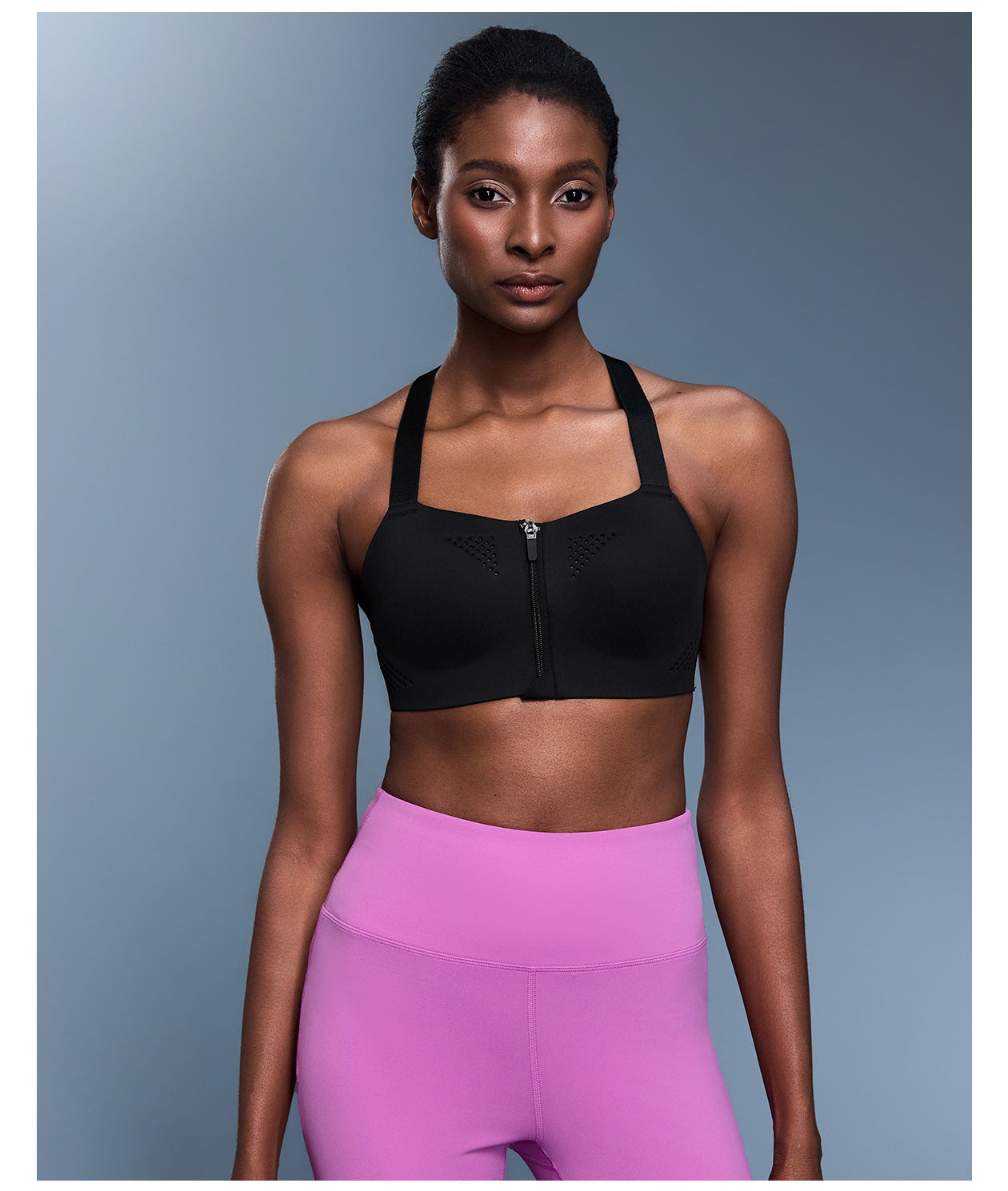 Front Zipper One Piece Cup Shockproof Sports Underwear Women Adjustable Shoulder Strap Beauty Back Yoga Bra Anti Sagging