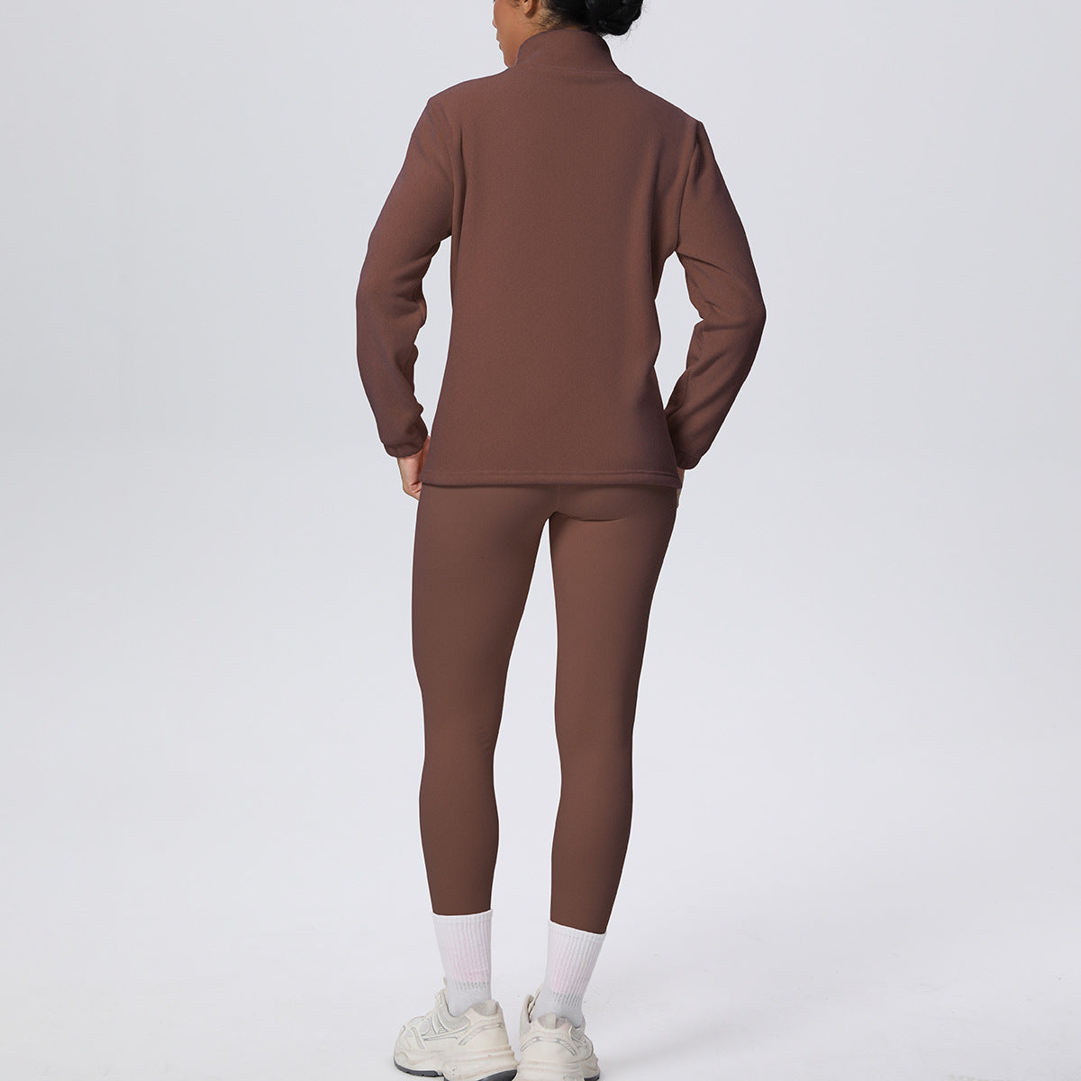 Skinny Yoga Pants High Waist Hip Lift Nude Feel Sports Long Sleeve Zipper Fleece Padded Coat Workout Clothes Yoga Suit
