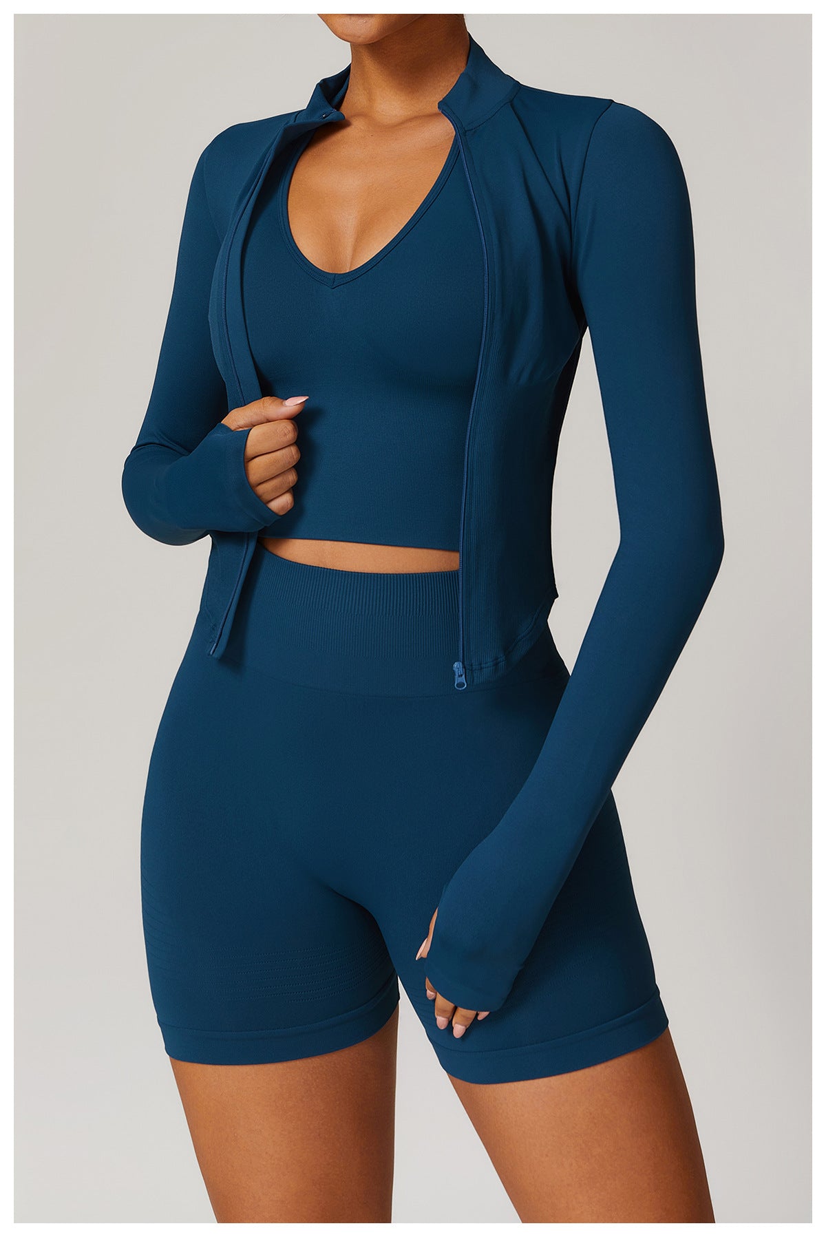 Sollinarry Stand Collar Long Sleeve Zipper Yoga Jacket Women Tight Quick Drying Yoga Clothes Outdoor Fitness Sports Top