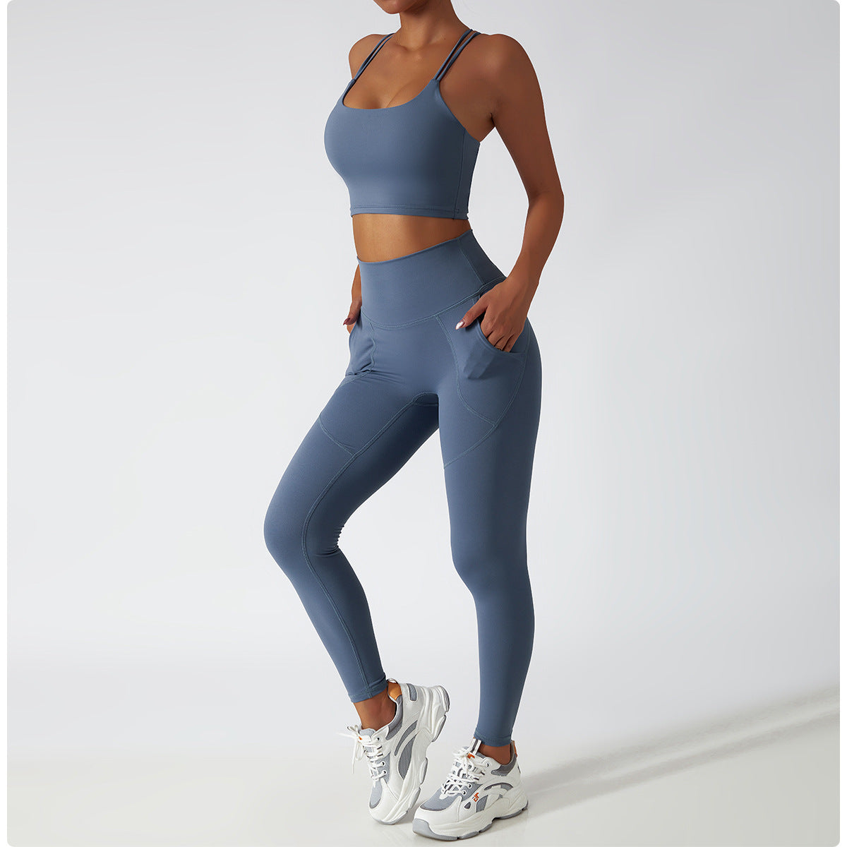 Sollinarry Sustainable Recycled Nude Feel Yoga Suit Summer Breathable Training Sports Suit Women High Waist Hip Lift Running Fitness Clothes