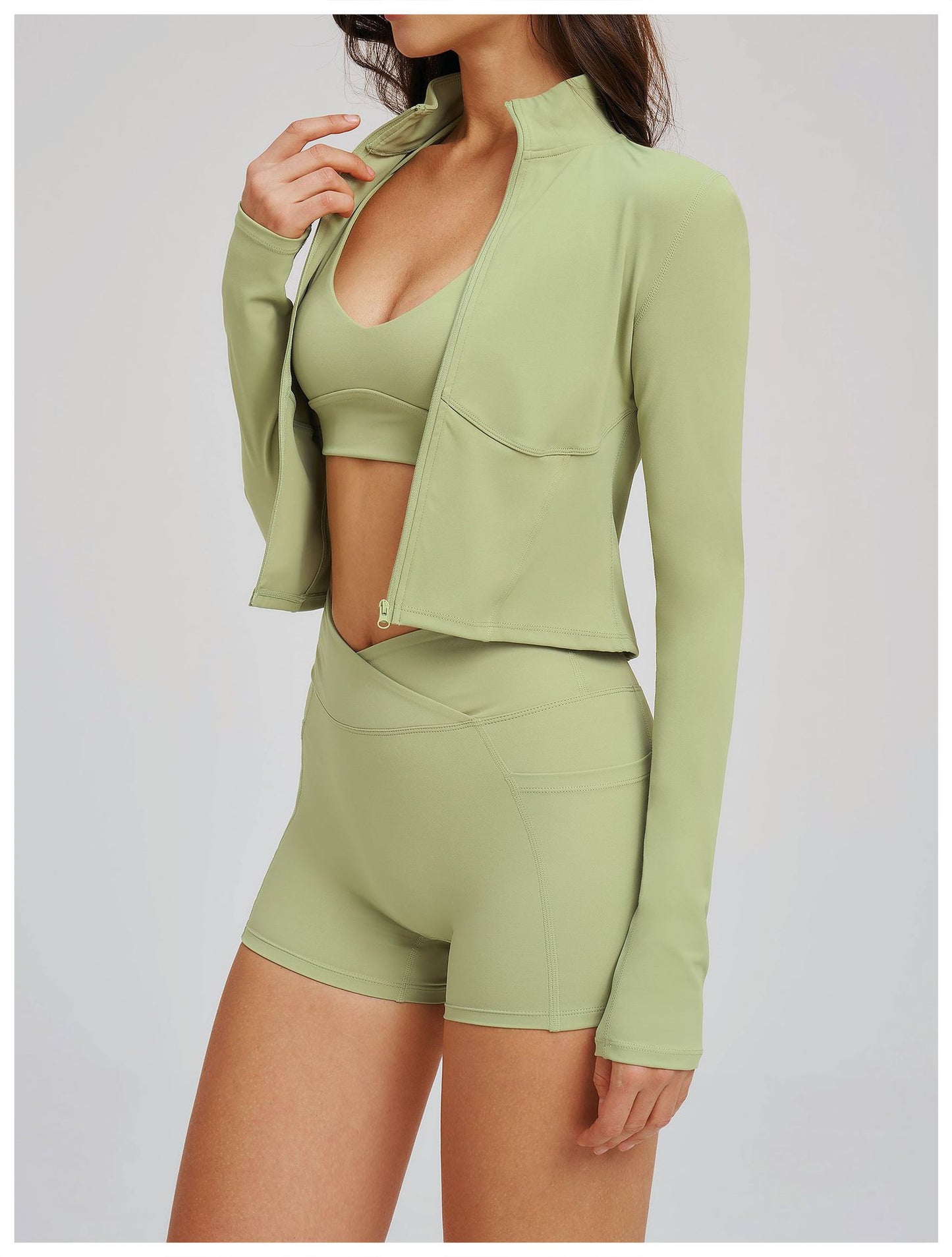 Nude Feel Casual Workout Women Outdoor Running Sports Three Piece Set