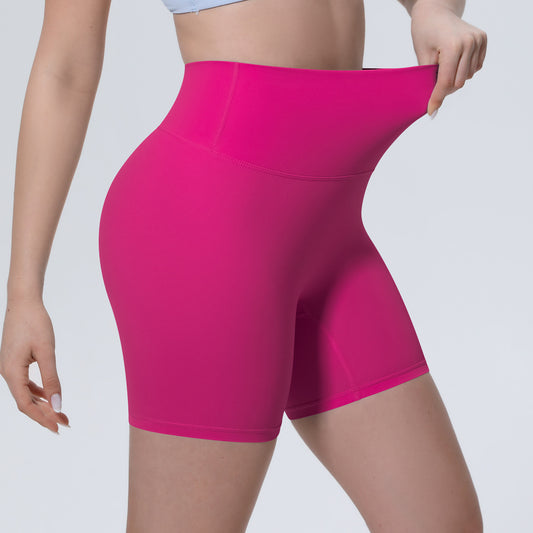 Nude Feel Yoga Pants Women High Waist Breathable Belly Contracting Fitness Shorts Peach Hip Tight Exercise Shorts