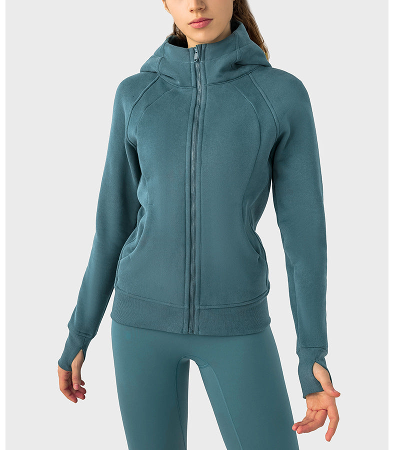 Sca Thickened Warm Hooded Sports Jacket Women Outdoor Casual Outdoor Yoga Training Fitness Jacket