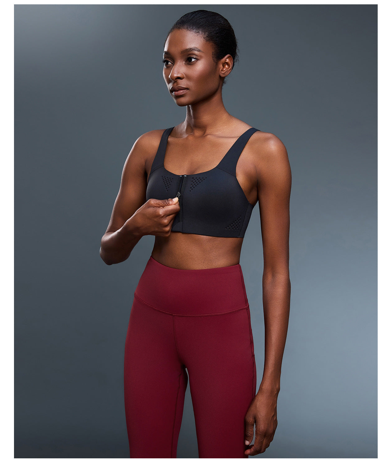 High Strength Support Sports Underwear Front Zipper Yoga One Piece Cup Shockproof Running Training Backless Bra