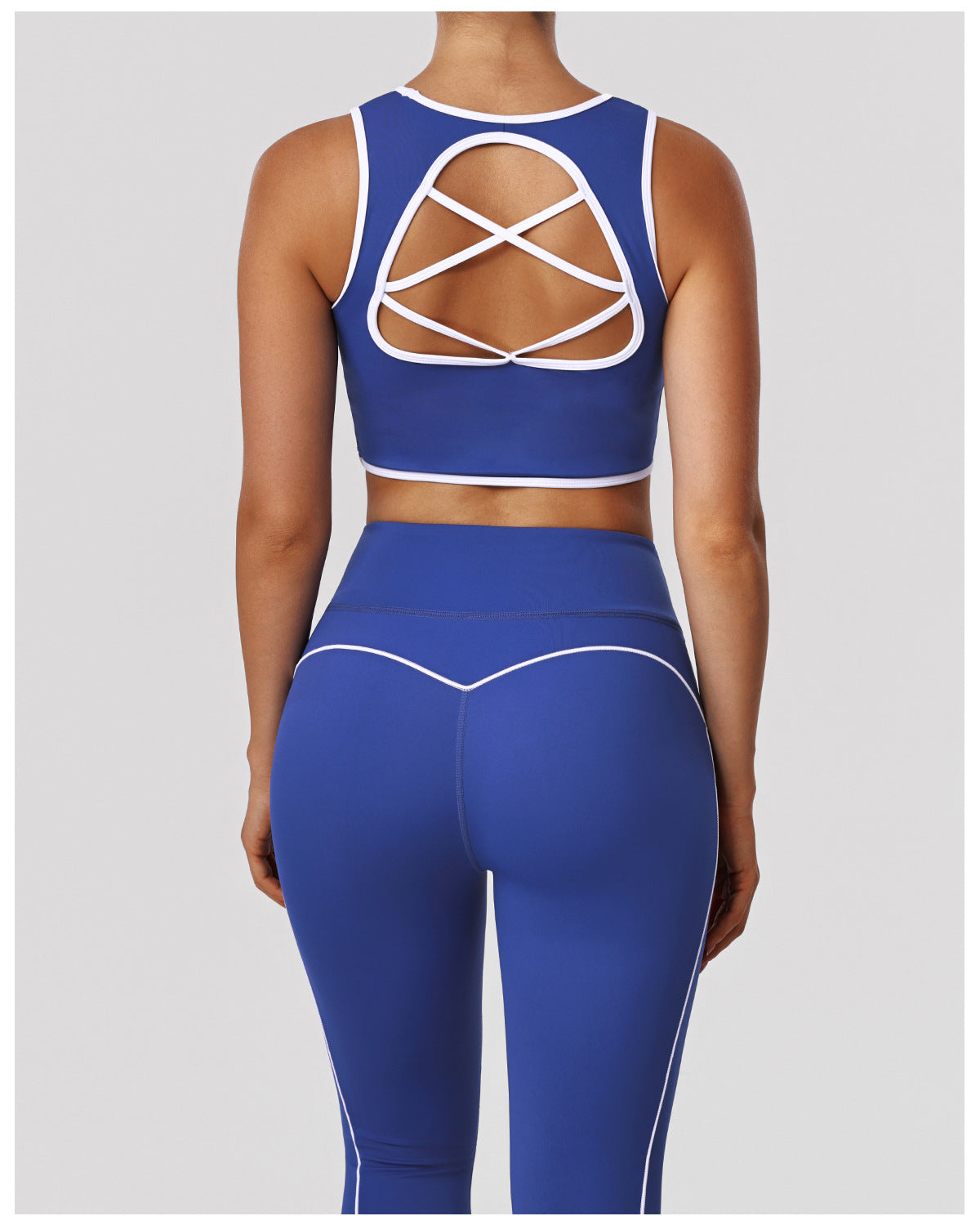 High Elastic Running Workout Outfit Shockproof Striped Bra Hip Raise High Waist Sports Pants Yoga Two Piece Sets