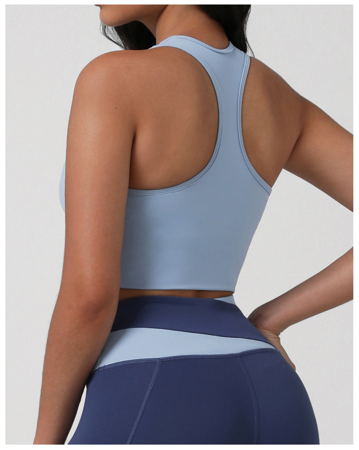 High Strength Shockproof Yoga Bra Contrast Color H Shaped Beauty Back Fitness Vest with Chest Pad Running Sports Bra