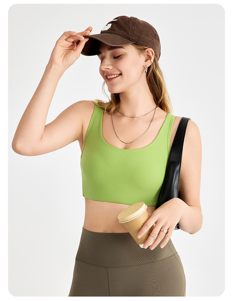 Sports Underwear Women Shockproof Nude Feel Beauty Back Yoga Vest Back Cross Breathable Pilates Workout Bra