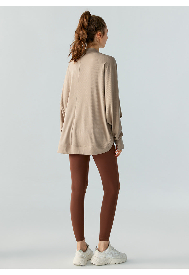 Spring Yoga Blouse Women Thin Bathrobe Sports Long Sleeves Outer Match Cardigan Workout Top Coat