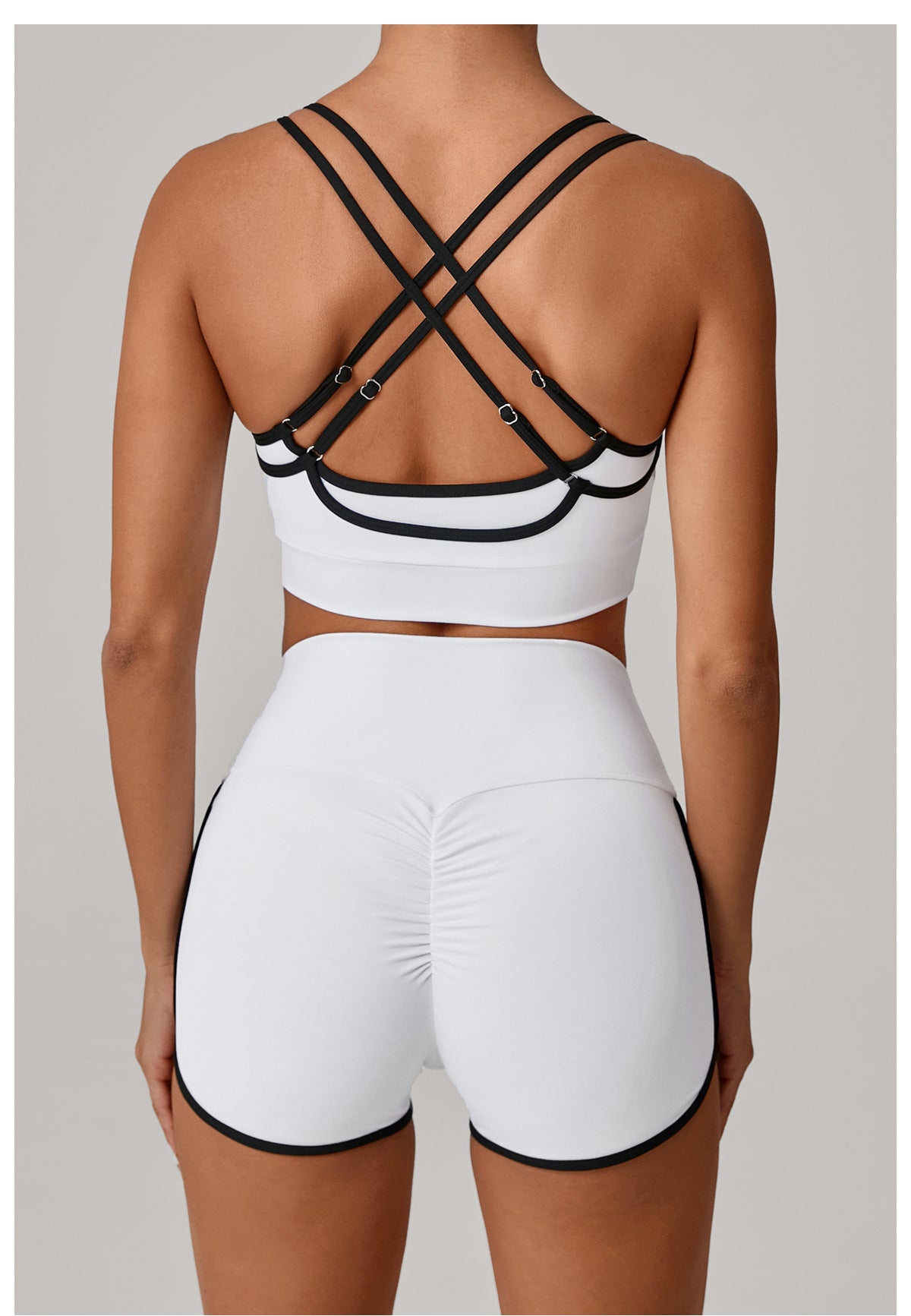 Contrast Color Bra Bum Lift Shorts Two Piece Set Color Matching Skinny Running Fitness Yoga Set