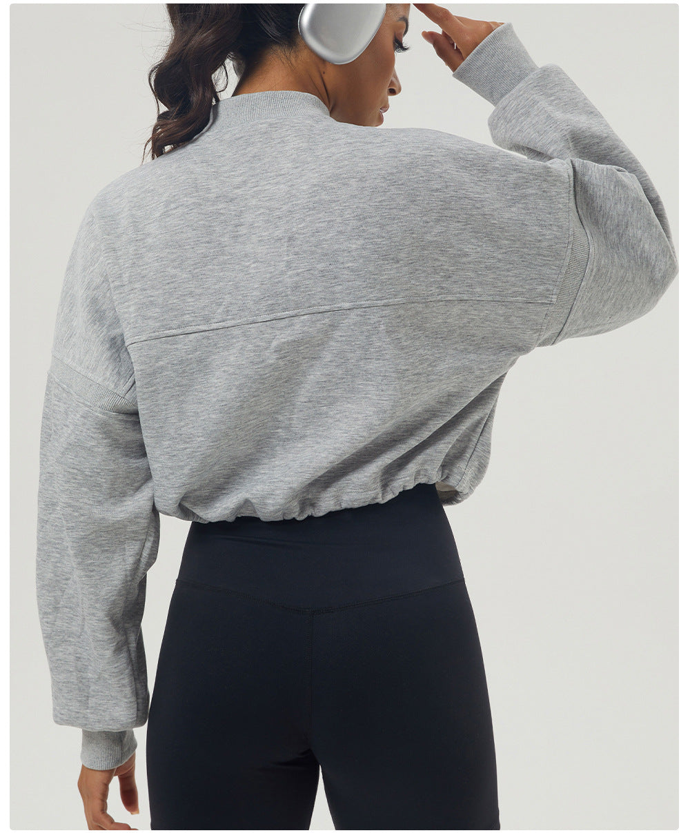 Autumn Winter Thickened Sweater Sports Casual Yoga Clothes Long Sleeve Jacket Half Zipper Fitness Clothes Loose Sweater Women