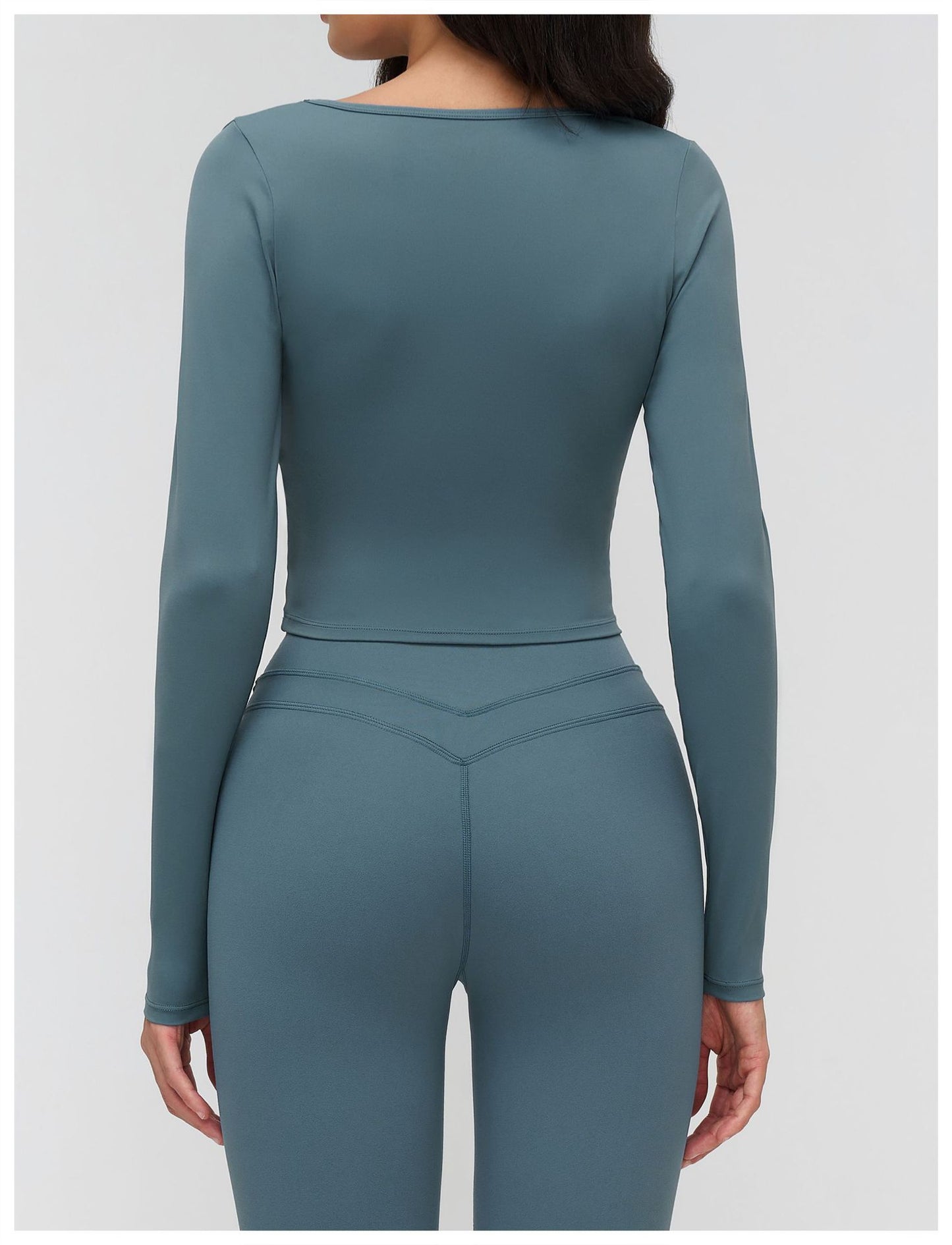 Brushed Yoga Long Sleeved V neck T shirt Tight Casual Yoga Clothes Outdoor Running Fitness Sports Top