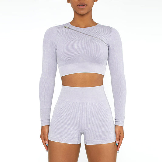 Seamless Yoga Clothes Sports Suit Zipper Underwear Vest Long Sleeve Fitness Clothes Top Skinny Yoga Pants Women