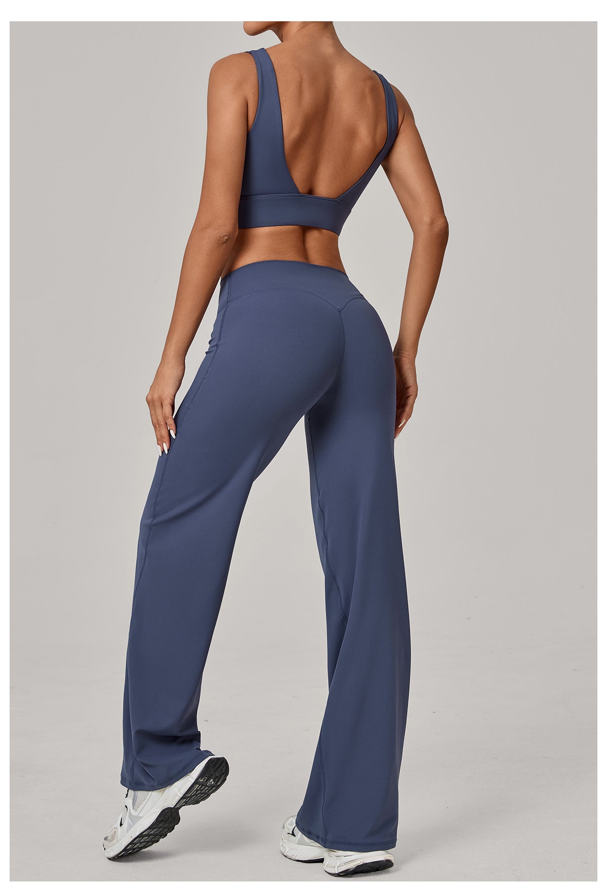 Double Shoulder Strap Bra Straight Leg Trousers Yoga Quick Drying Workout Clothes Winter Outdoors Running Sports Set