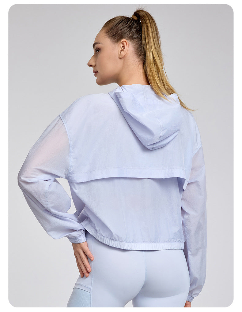 Lightweight Breathable Long Sleeves Top Women's Loose Outdoor Casual Anorak Summer Sports Running Yoga Clothes Coat