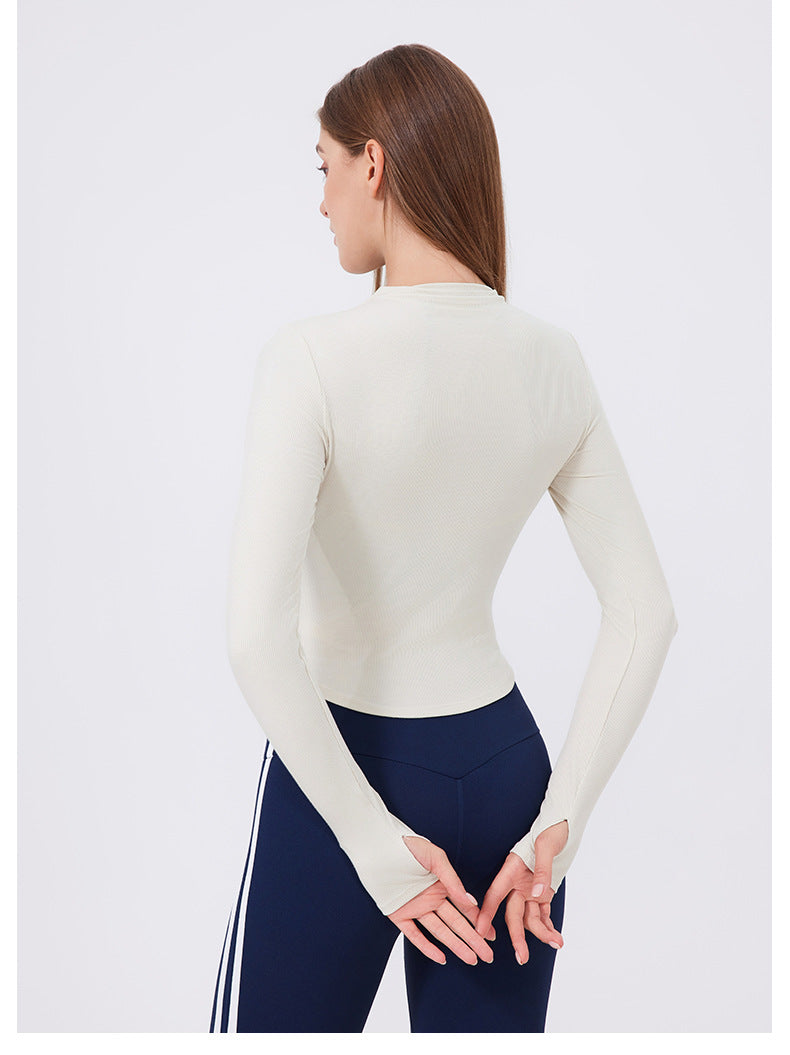 Small Waist Half Zipper Yoga Clothes Women Workout Clothes Sports Top Pilates Training Wear Long Sleeve Blouse Autumn