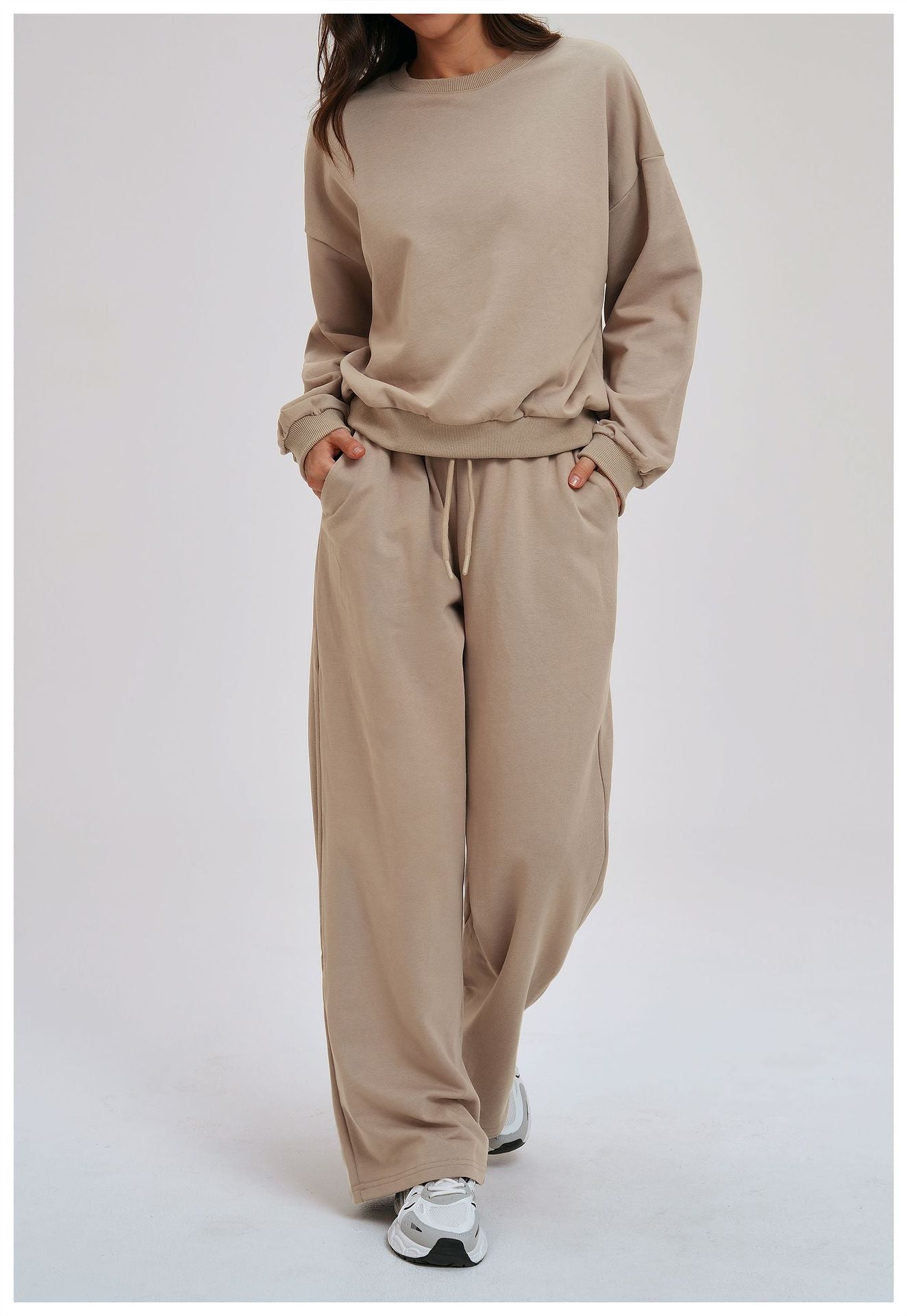 Comfortable round Neck Sweater Autumn Winter Long Sleeve Loose Casual Outdoor Top Outdoor Running Exercise Sweatshirt