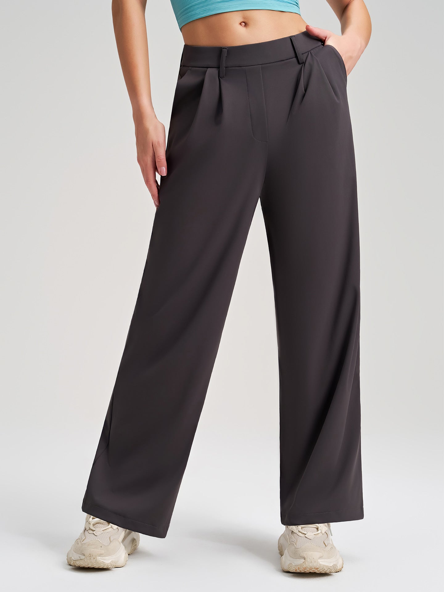 Classic Slimming Embellished Wide Leg Pants High Waist Pants Loose Drooping Sports Straight Pants Office Casual Work Pant