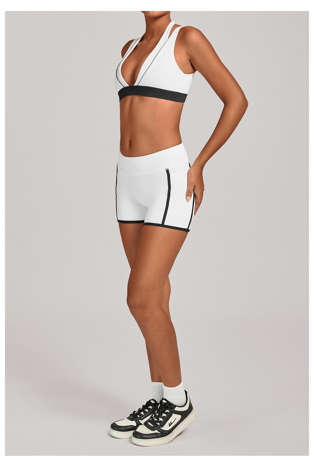 Autumn Sand Color Contrast Patchwork Yoga Pocket Tight Sports Women Outdoor Running Fitness Yoga Two Piece Sets