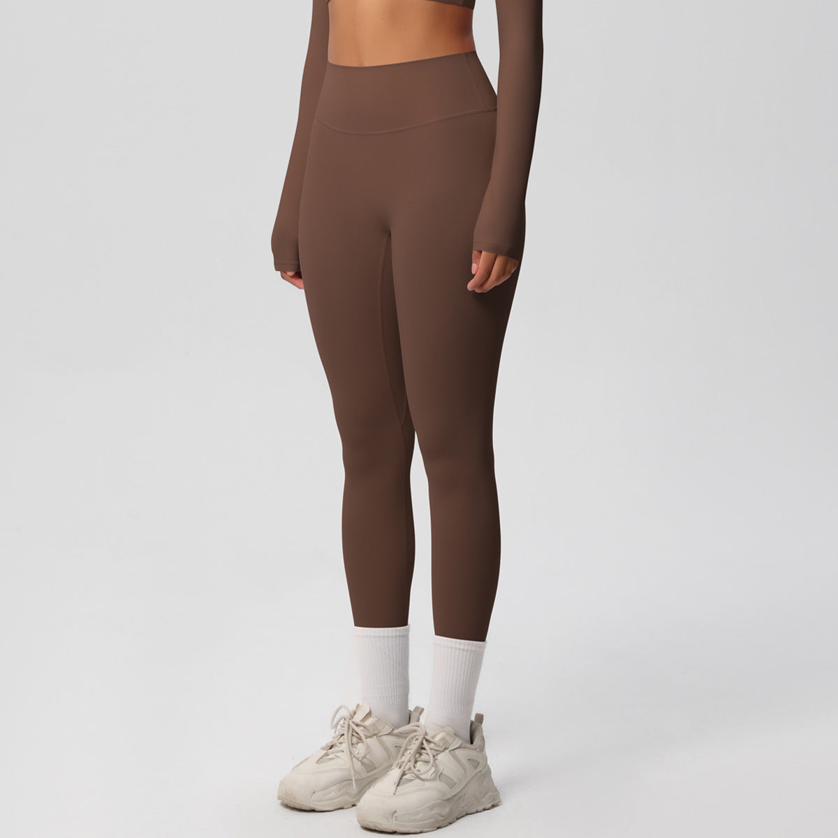 High Waist Nude Feel Skin Friendly Tights Running Exercise Workout Pants Pilates Sexy Slim Solid Color Yoga Pants