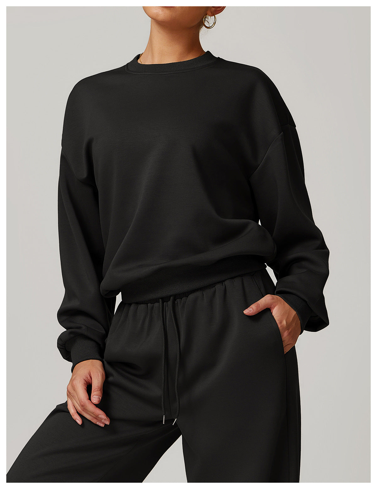Spring Crew Neck Casual Women Sweater Sports Loose Long Sleeve High Sense Sweater Tops