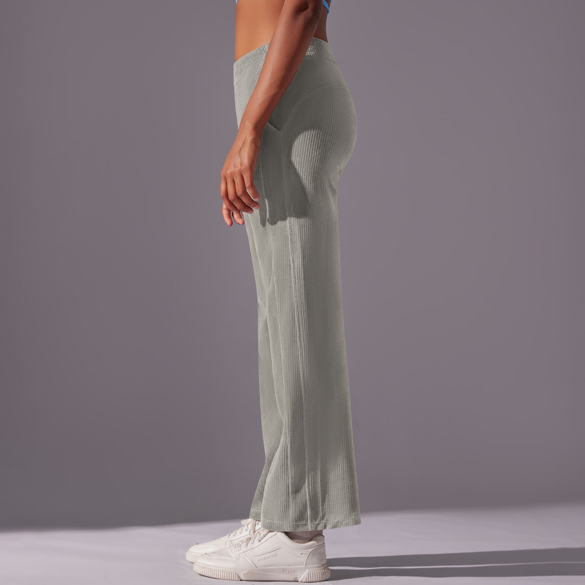 Internet Celebrity Loose Casual Corduroy Sports Pants Side Pocket Striped Drape Breathable Running Fitness Pants Women
