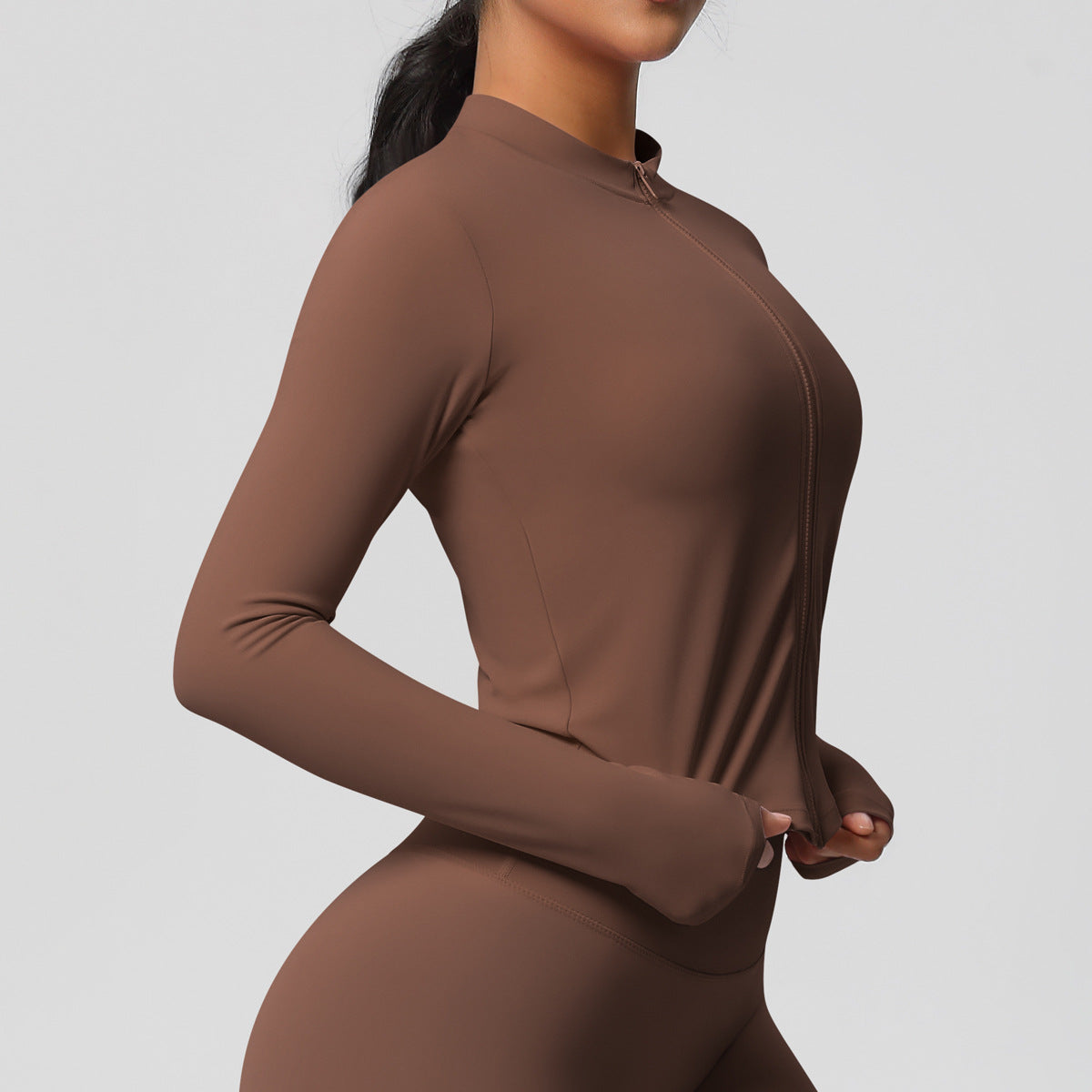 Nude Feel Sports Jacket Women Tight Training Workout Clothes Stand Collar Zipper Cardigan Nude Feel Yoga Clothes