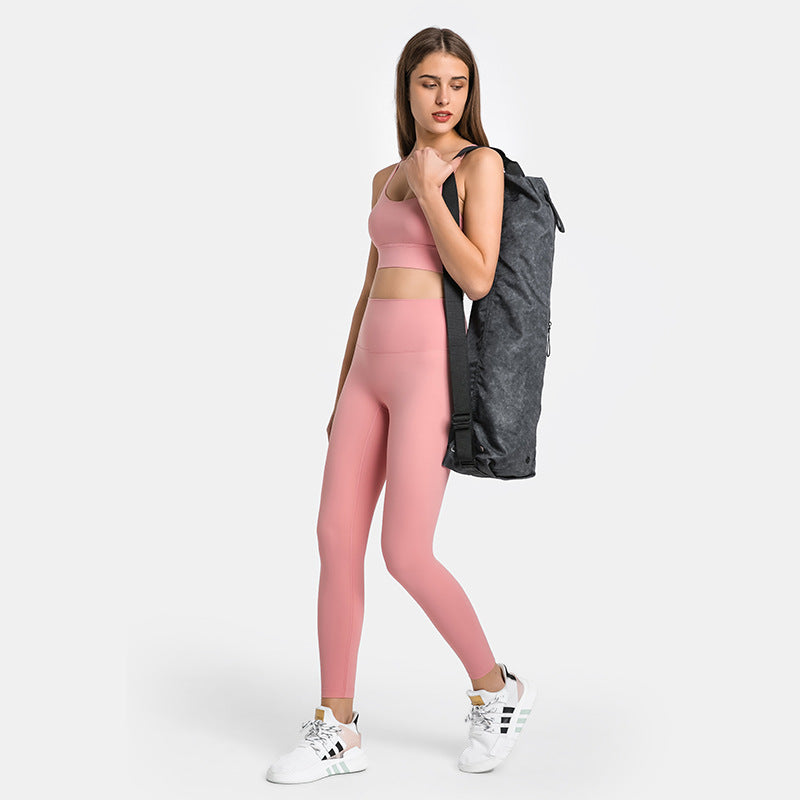 Diqian Non Embarrassing Line Skin Friendly Nude Feel Yoga Pants High Waist Shaping Stretch Sports Ninth Pants Women