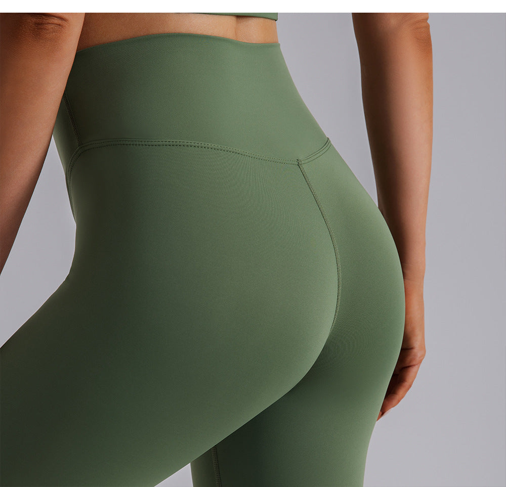 Nude Feel Running Outerwear Elastic High Waist Hip Raise Belly Contracting Fitness Pants Quick Dry Training Sports Skinny Yoga Pants