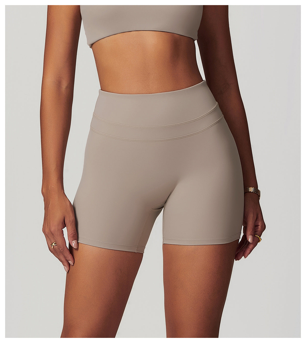 Sollinarry Brushed Tight Yoga Shorts Stretch High Waist Peach Hip Lifting Running Workout Shorts