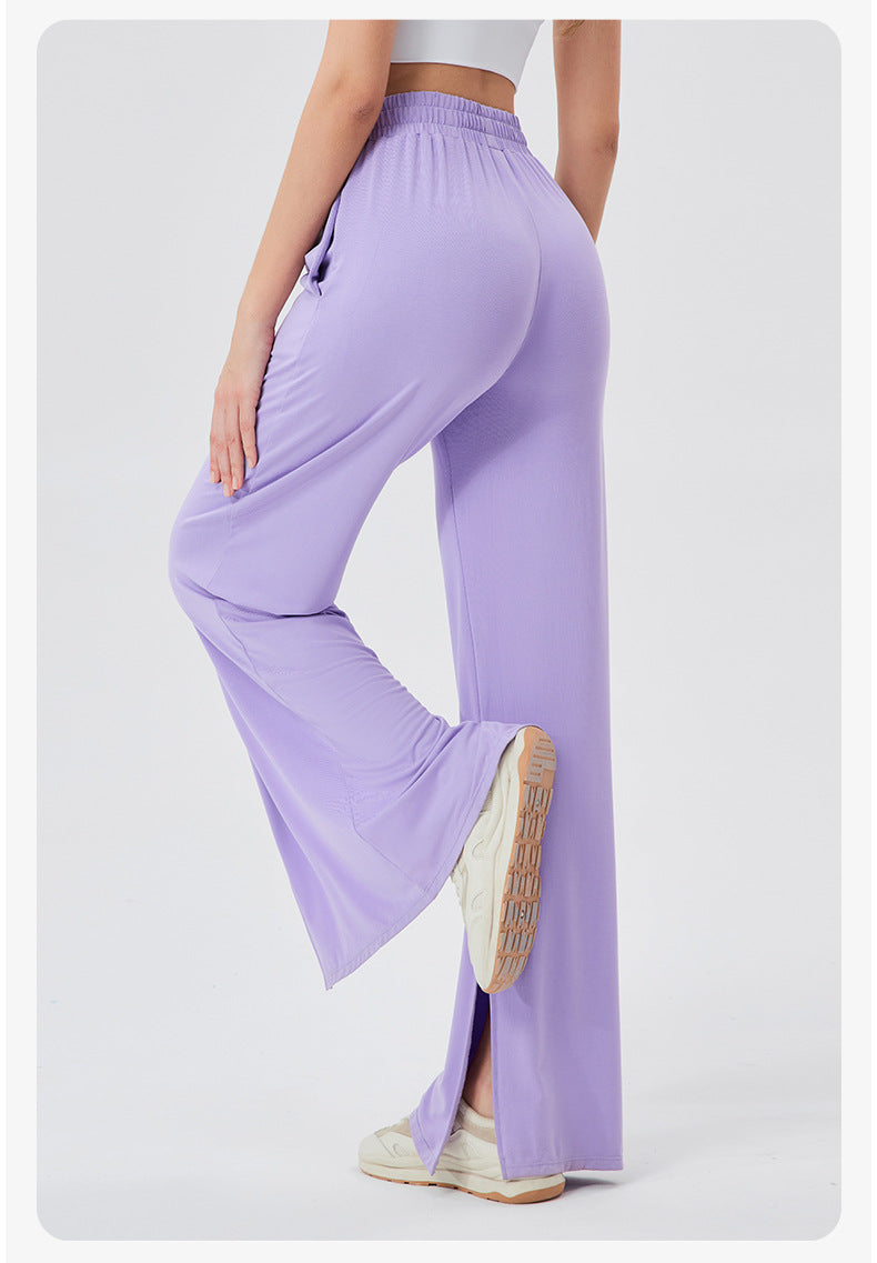 Women Loose Track Pants Modal Cool Breathable Casual Dance Pants High Waist Drooping Split Yoga Trousers