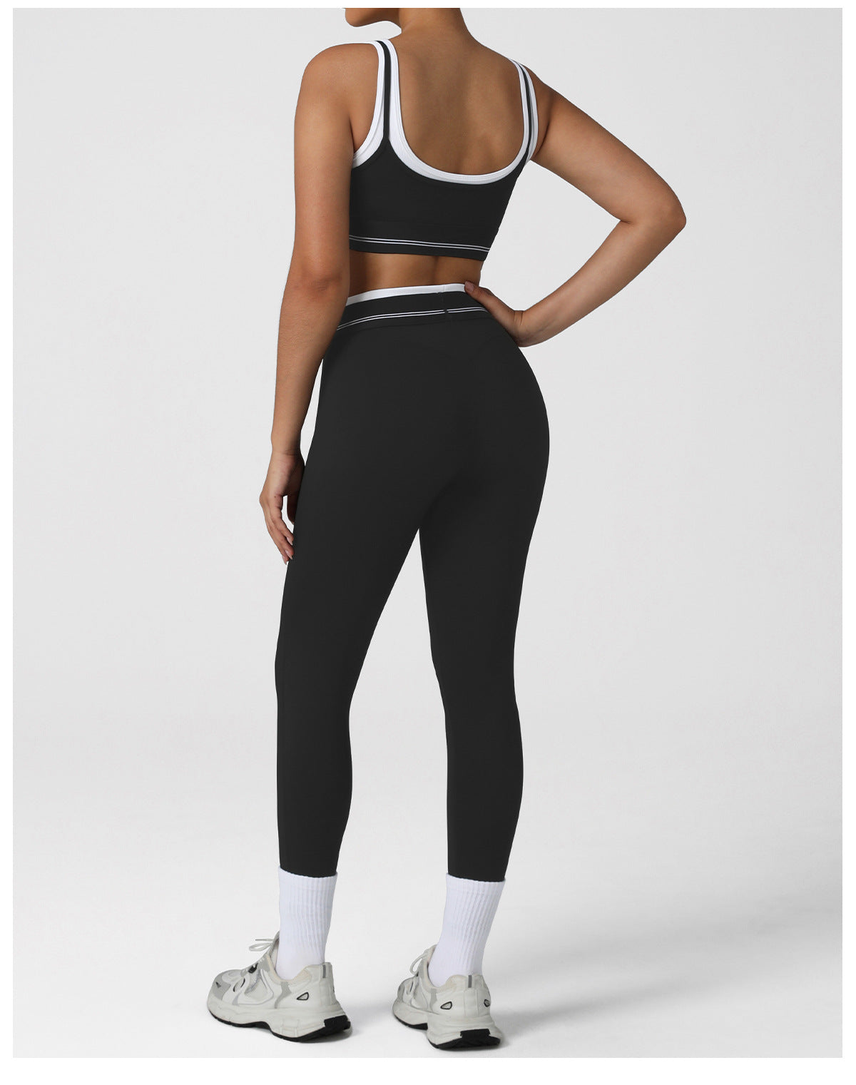 Nude Feel Contrast Color High Waist Yoga Pants Women Hip Raise Skinny Sports Ninth Pants Indoor Dance Training Workout Pants
