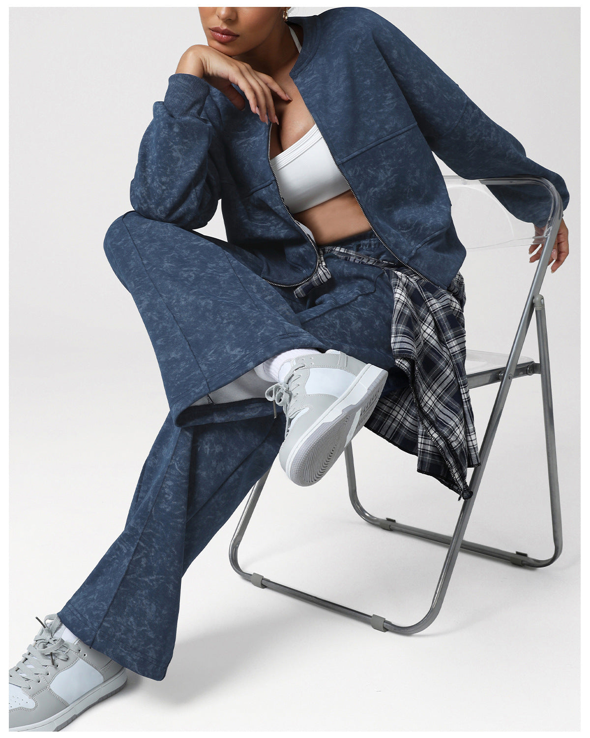 Casual Sports Autumn Winter Suit Irregular Asymmetric Pattern Print High Sense Two Piece Sets Warm Yoga Clothes