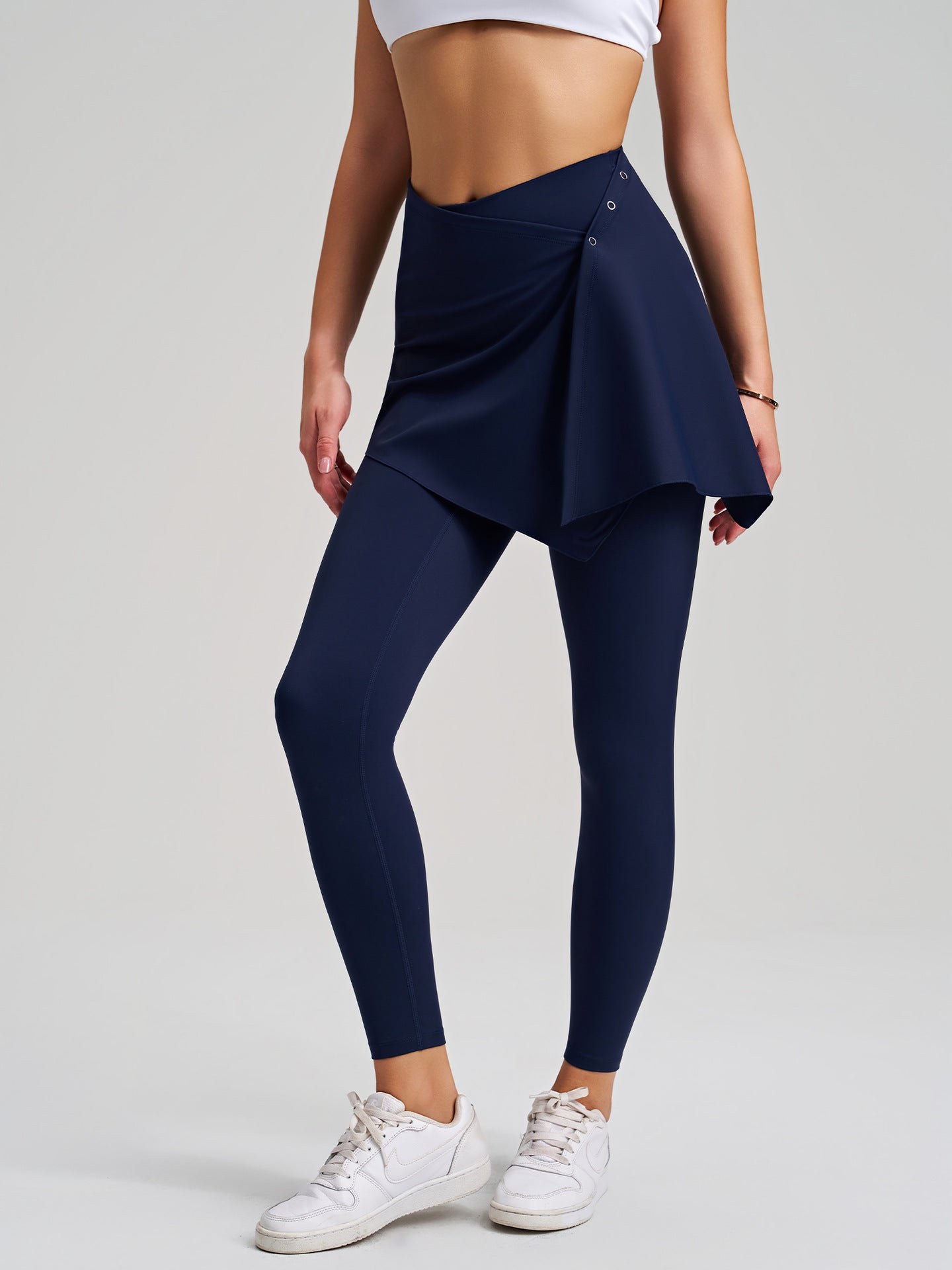 Two Piece Set Nude Feel Yoga Pants Outer Wear Tight No Embarrassment Removable Thigh High Waist Hip Lift Fitness Pants
