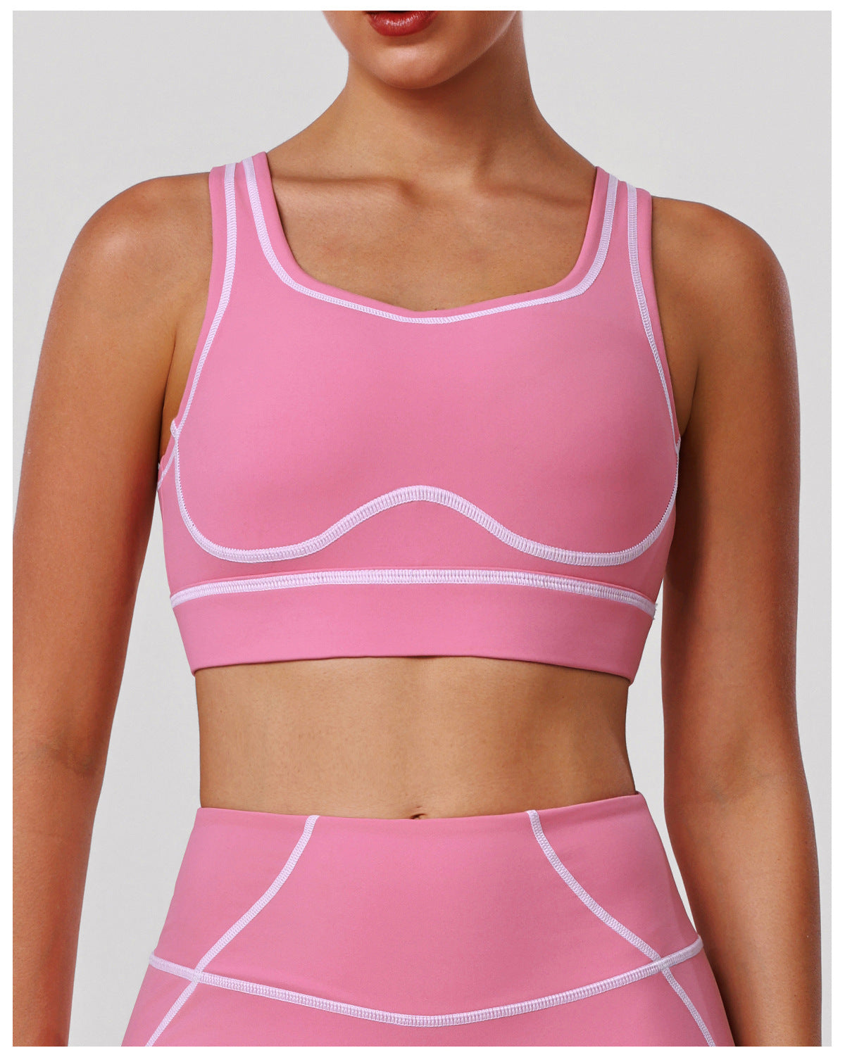 Sports Yoga Shaping Bra Contrast Color Shockproof Training Workout Underwear Hollow Out Cutout-out Beauty Back Sports Vest with Pad