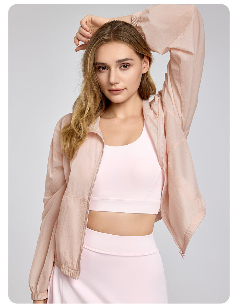 Lightweight Breathable Long Sleeves Top Women's Loose Outdoor Casual Anorak Summer Sports Running Yoga Clothes Coat