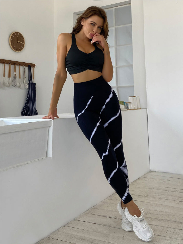 High Top Sports Yoga Pants Sexy Hip Lifting Moisture Absorption Quick Drying Outfit Tie Dyed Ankle Length Pants
