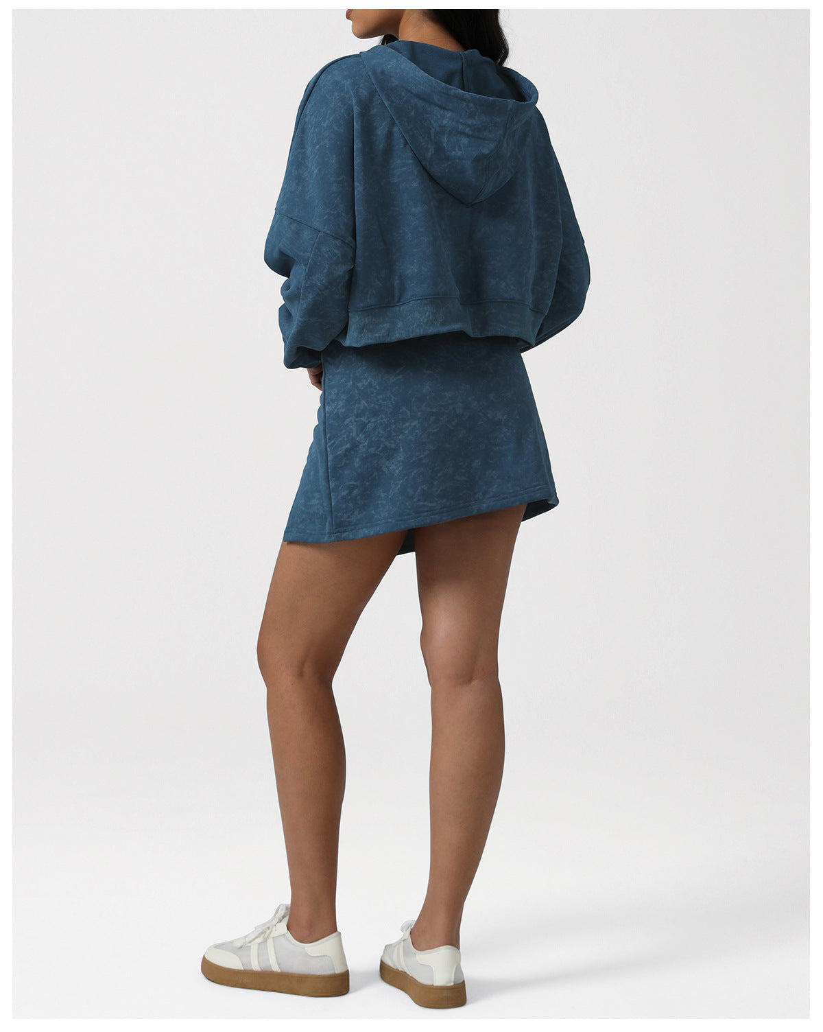 Fried Color Printing Sports Tennis Skirt Set Hooded Long Sleeve Sweater Anti Emptied Pantskirt Yoga Fitness Two Piece Sets