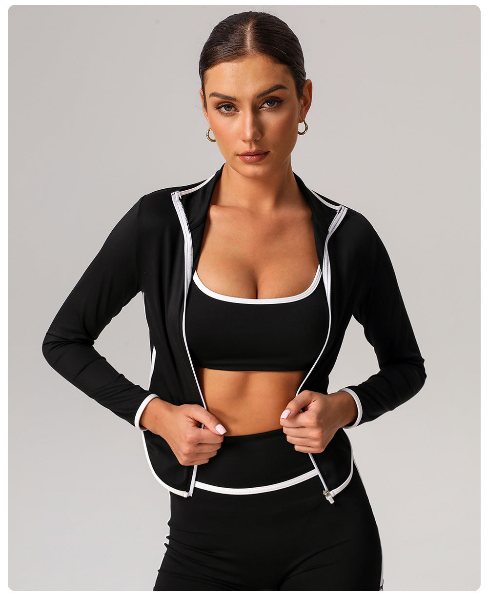 Contrast Color Thin Belt Sports Underwear Gather Shockproof Yoga Bra with Pad Outdoor Running Fitness Clothes